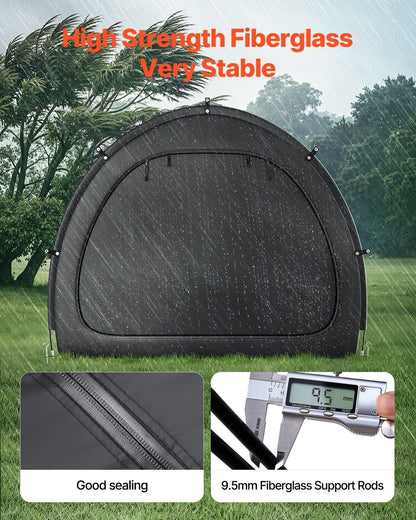 Extra-Large Bike Storage Tent, Waterproof Fan-Shaped Bike Shelter for Garage or Patio, Holds 5+ Bikes