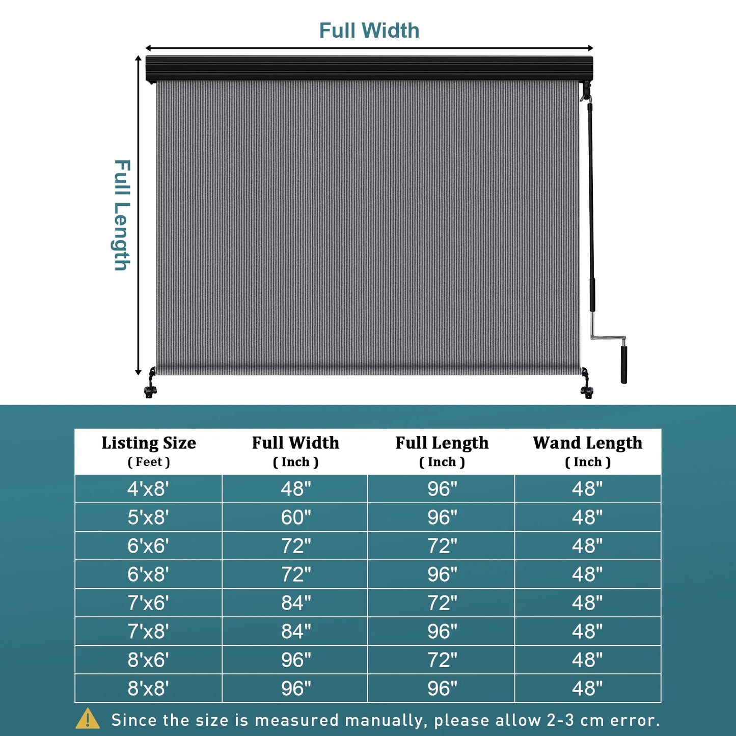 Shade& Beyond Premium Outdoor Roller Shade, Patio Roll Up Blinds with Valance, 6X6FT, Mocha