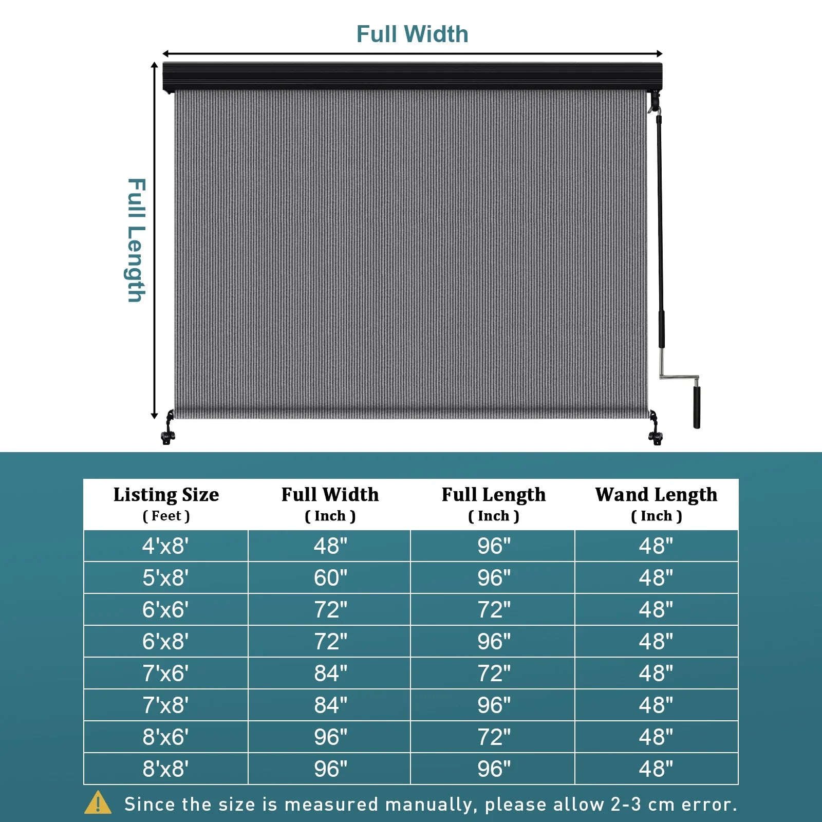 Shade& Beyond Premium Outdoor Roller Shade, Patio Roll Up Blinds with Valance, 6X6FT, Mocha
