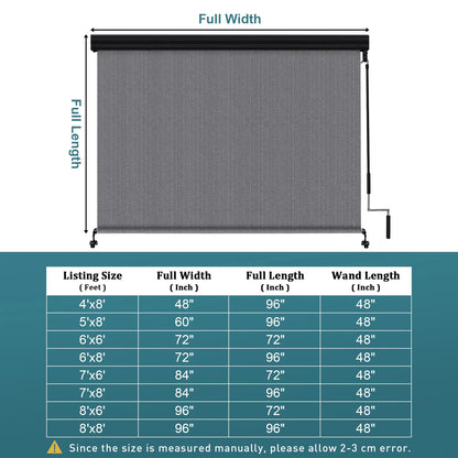 Shade& Beyond Premium Outdoor Roller Shade, Patio Roll Up Blinds with Valance, 6X6FT, Mocha