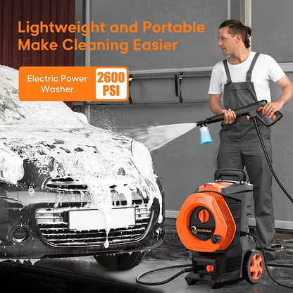 Vebreda 3300 PSI Electric Pressure Washer for Cars Homes Driveways Patios Orange