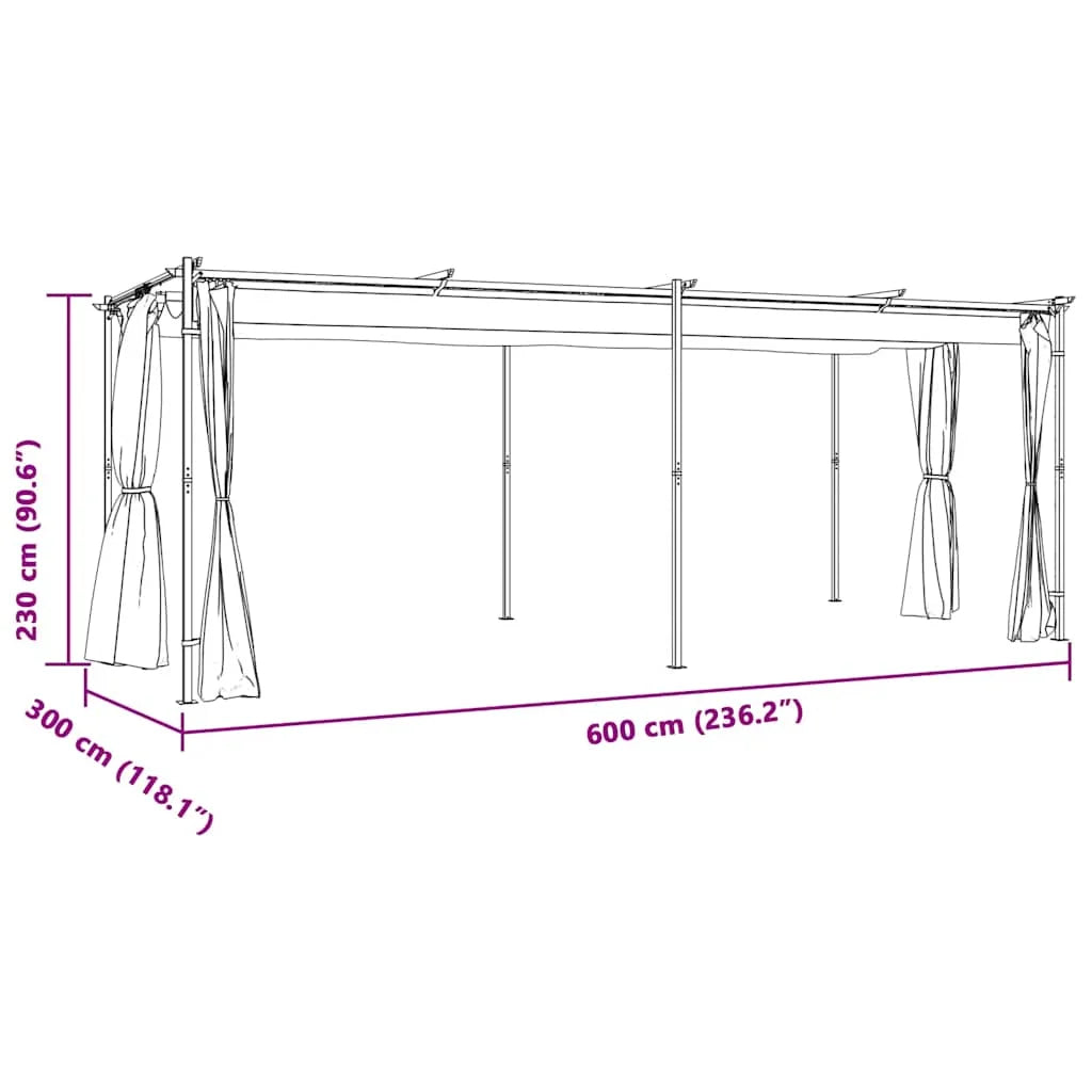 vidaXL Gazebo Canopy Tent Patio Pavilion Sunshade with Curtains Cream Steel