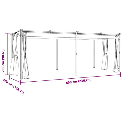 vidaXL Gazebo Canopy Tent Patio Pavilion Sunshade with Curtains Cream Steel