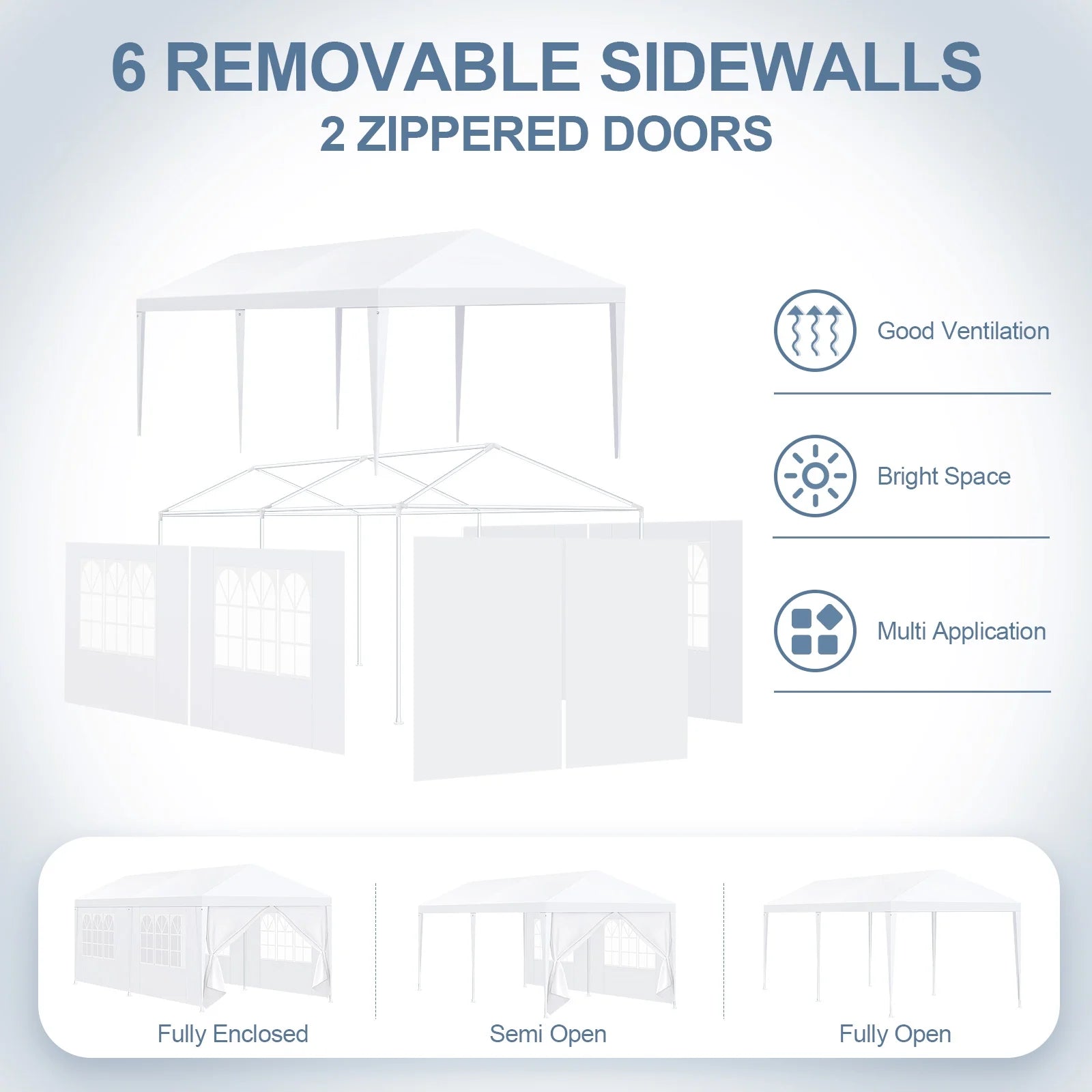 HOTEEL 10'x20' Canopy Party Tent with 4 Removable Sidewalls, Outdoor Tent for Parties, Event Tent, Large Canopy Tent for Weddings, Parties, Patio Camping Gazebo, All Season & Waterproof, White