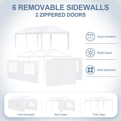 HOTEEL 10'x20' Canopy Party Tent with 4 Removable Sidewalls, Outdoor Tent for Parties, Event Tent, Large Canopy Tent for Weddings, Parties, Patio Camping Gazebo, All Season & Waterproof, White
