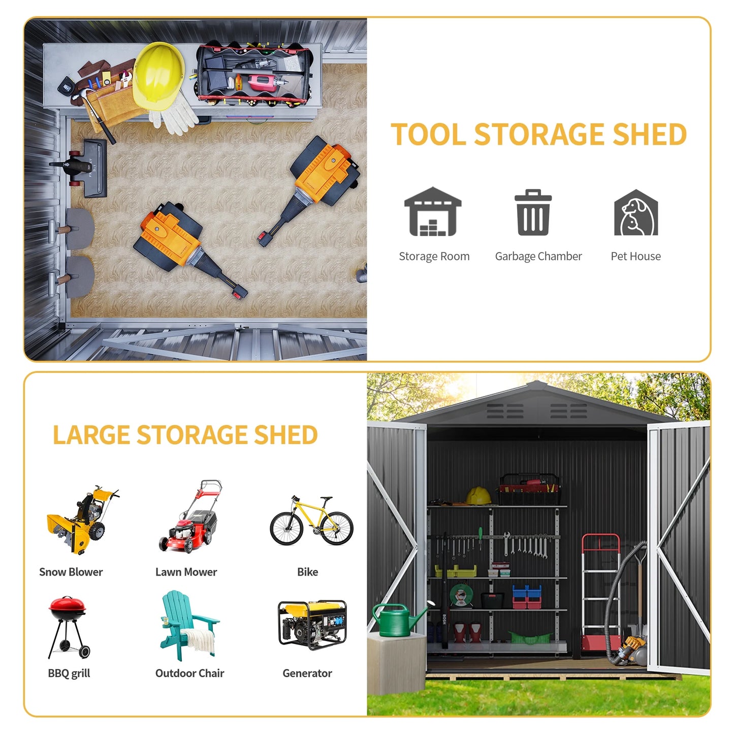 Dextrus 6x4 FT Outdoor Storage Shed, Large Metal Tool Sheds, Heavy Duty Storage House with Lockable Doors & Air Vent for Backyard Patio Lawn
