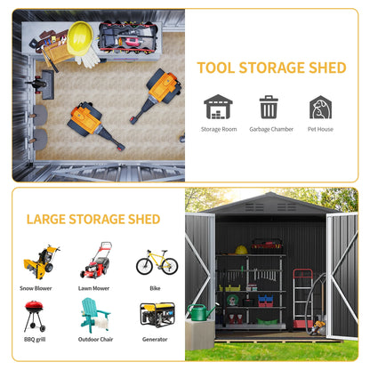 Dextrus 6x4 FT Outdoor Storage Shed, Large Metal Tool Sheds, Heavy Duty Storage House with Lockable Doors & Air Vent for Backyard Patio Lawn