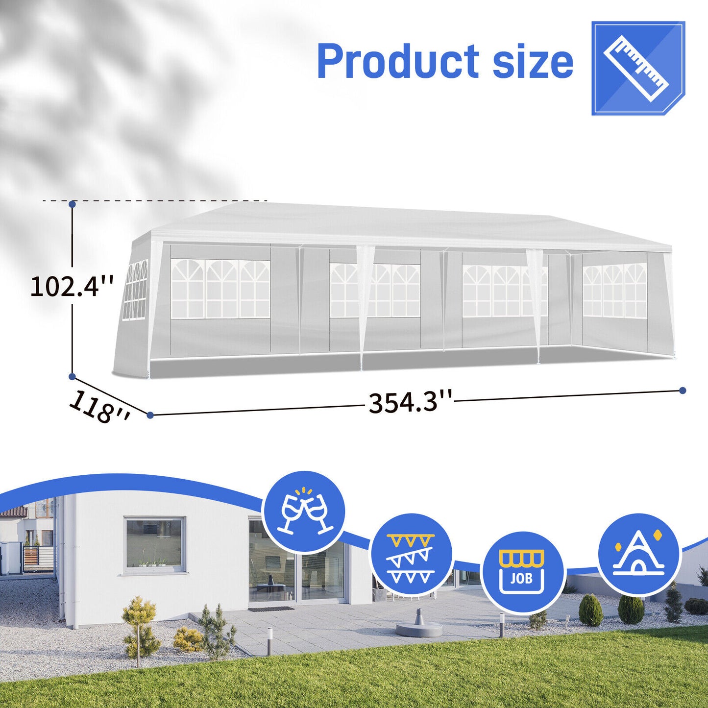 Veado 10'x30' Party Wedding Outdoor Patio Tent Canopy Heavy Duty Gazebo Pavilion