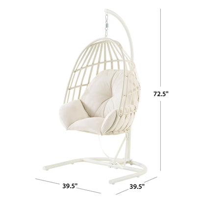 Mainstays Outdoor Wicker Patio Hanging Egg Chair, Gray