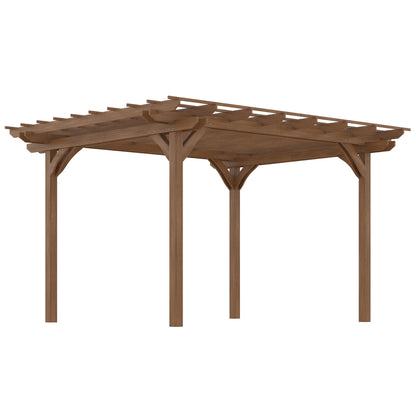 Outsunny 12' x 10' Wooden Pergola Grape Trellis, Outdoor Gazebo for Garden, Patio, Backyard, Deck, Gray