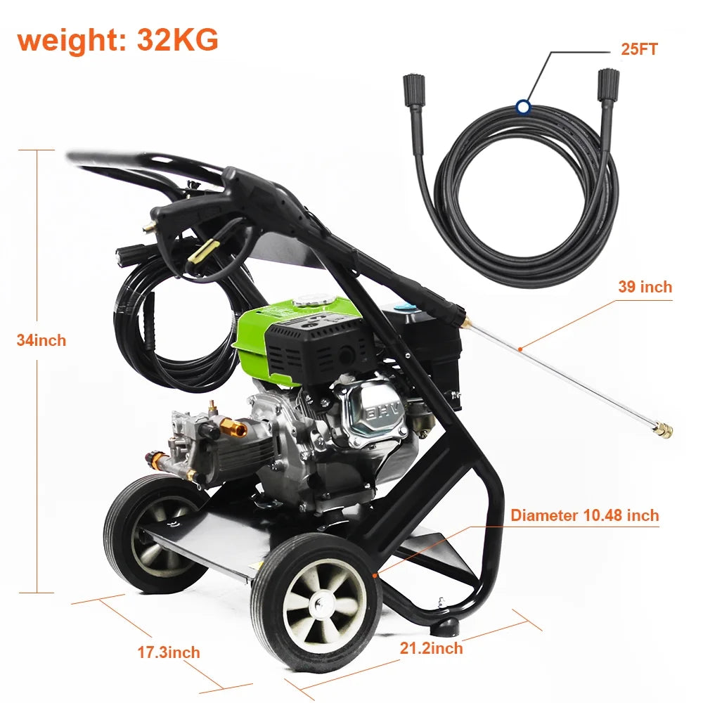 Yardmaster Pressure Washer with 25' High-Pressure Hose & 5 Nozzle, 2600PSI, 1.7GPM, Gas High-Power Washer for Patio& Garden with Soap Tank & Spray Gun