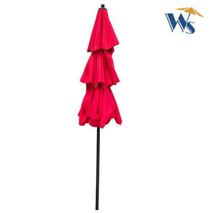 9Ft 3 Tier Patio Umbrella,Outdoor Umbrella with Crank & Tilt,Market Umbrella with Wind Vents,Water Resistant,UV Protection 40+,Canopy Umbrella for Patio/Garden/Pool/Table