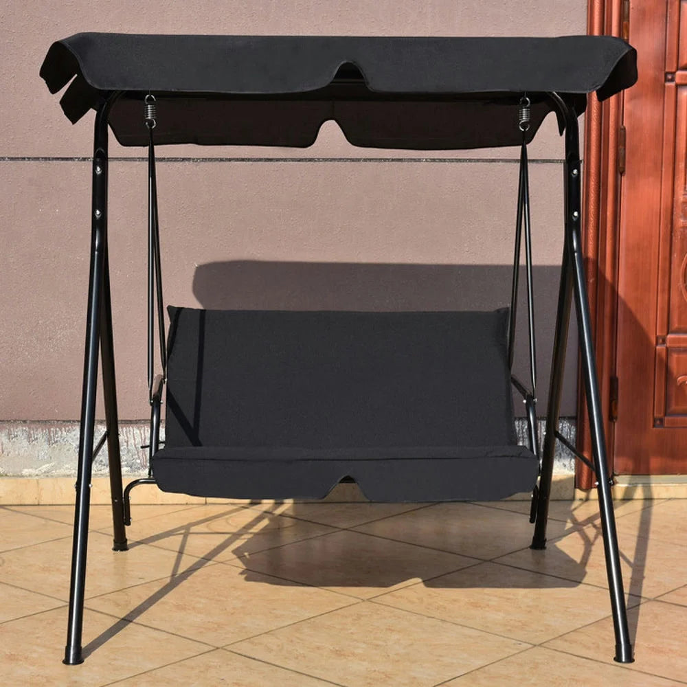 Topcobe Loveseat Cushioned Patio Steel Frame Swing Glider, Outdoor Patio Furniture for Balcony Garden Backyard -Black