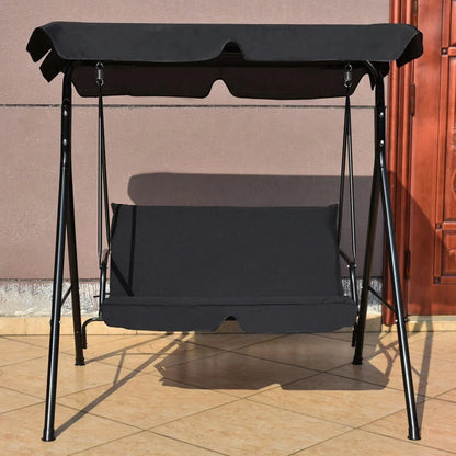 Topcobe Loveseat Cushioned Patio Steel Frame Swing Glider, Outdoor Patio Furniture for Balcony Garden Backyard -Black
