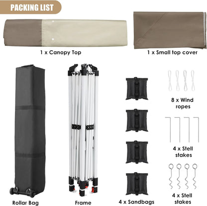 Arlopu White 12' x 12' Ez Pop Up Canopy Tent Portable Instant Folding Shelter Outdoor Camping Canopy Patio Party Gazebo