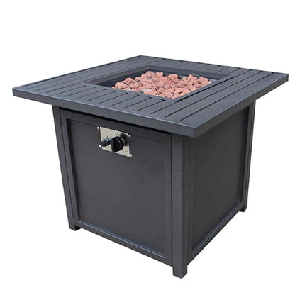 SEGMART Square Propane Fire Pit Table, Outdoor Gas Fire Pit Table with Lava Rocks and Lid, Gas Heater for Bonfire Patio Garden Backyard, 28-Inch 50,000 BTU Auto-Ignition Fire Table, CSA Certification