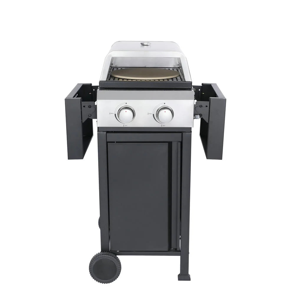 GVN Garden Grill, Patio Backyard Barbecue Grill,2-Burner Propane Gas BBQ Grill, Pizza Box, 24600BTU Output With Wire Enamel Cooking Grids