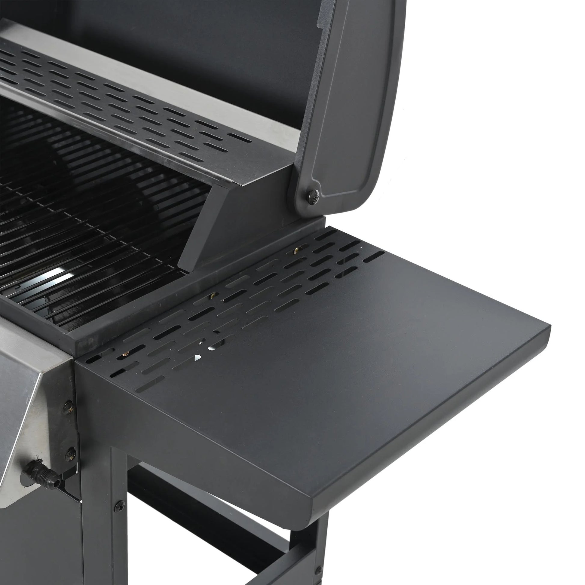 3 Burners BBQ Propane Gas Grill Side Burner & Thermometer, Stainless Steel 25,650 BTU Output Stainless Steel Grill for Patio Garden Barbecue Two Shelves (3-Burners Grill)