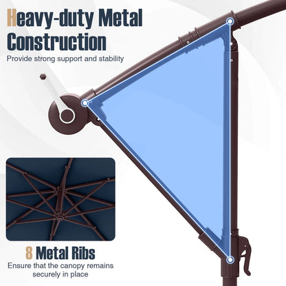 Costway 98.40" Navy Cantilever Patio Umbrella, Base-Included