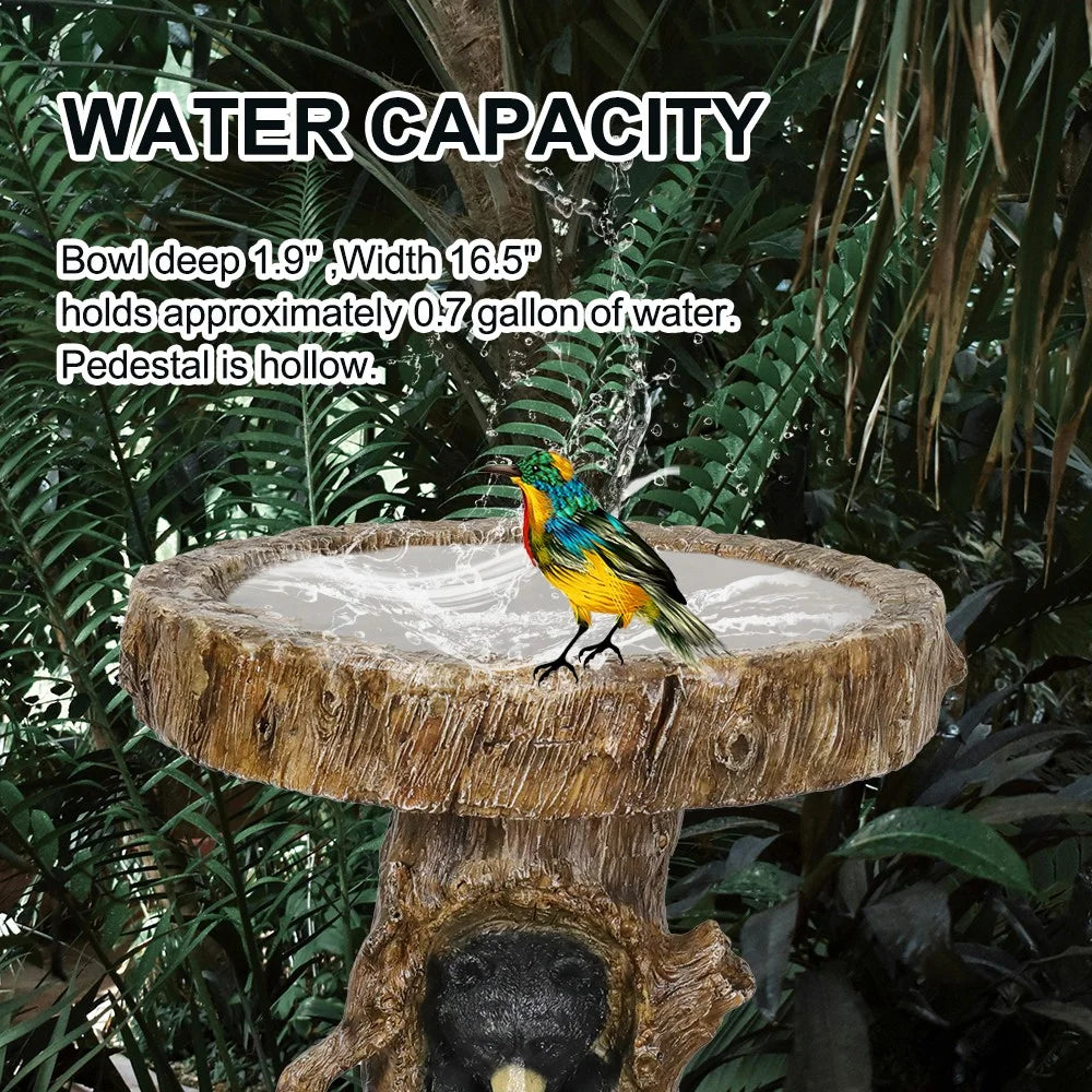 23.6?Tall Resin Outdoor Bird Baths for Garden - Outdoor Standing Birdbath with Bear Statue, Pedestal Birdbaths for Outdoors, Garden, Patio, Lawn, Backyard
