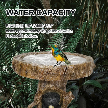 23.6?Tall Resin Outdoor Bird Baths for Garden - Outdoor Standing Birdbath with Bear Statue, Pedestal Birdbaths for Outdoors, Garden, Patio, Lawn, Backyard