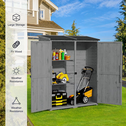Aiho 55 in. Wide Outdoor Storage Shed with Lockable Double Doors - Weather-Resistant Garden Shed for Patio, Backyard & Lawn, Gray