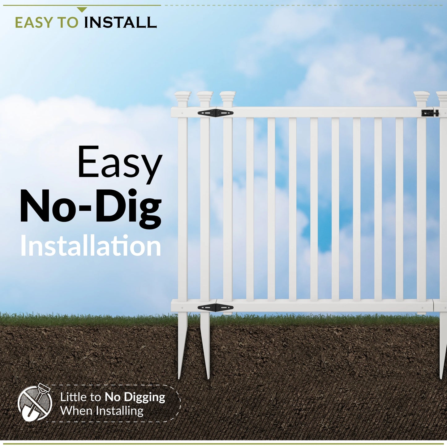 36in H x 51in W (1 Gate) No Dig Zippity Baskenridge Gate Kit, White Vinyl Picket Fence Gate Kit for Baskenridge Fence Panels, Gate for Backyard, Patio, Outdoor, & Garden Fence, ZP19038