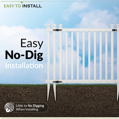 36in H x 51in W (1 Gate) No Dig Zippity Baskenridge Gate Kit, White Vinyl Picket Fence Gate Kit for Baskenridge Fence Panels, Gate for Backyard, Patio, Outdoor, & Garden Fence, ZP19038