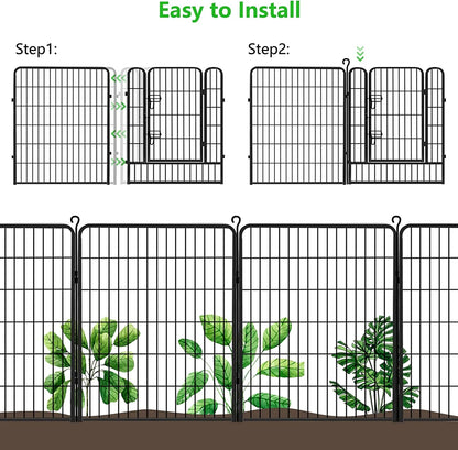Jhsomdr Decorative Garden Fence 10 Panels Animal Barrier Fence 40" Height Metal No Dig Fence for Yard Patio