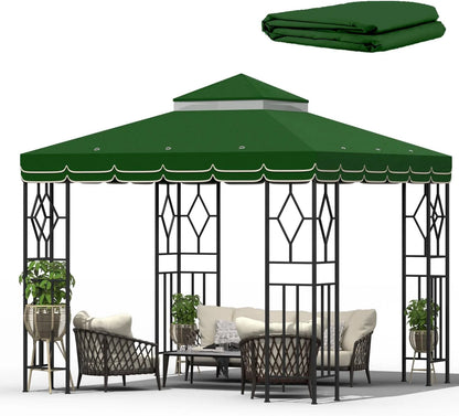 10x10 Canopy Replacement Top Double Tiered Gazebo Cover for Yard, Patio & Garden Durable Sunshade Replacement (Navy Blue)