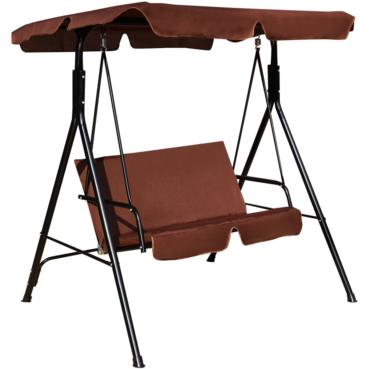 Costway Loveseat Patio Canopy Swing Glider Hammock Cushioned Steel Frame Outdoor Green