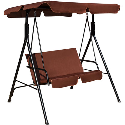 Costway Loveseat Patio Canopy Swing Glider Hammock Cushioned Steel Frame Outdoor Green