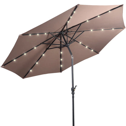 Costway 10ft Patio Solar Umbrella LED Patio Market Steel Tilt w/Crank Outdoor (Tan)