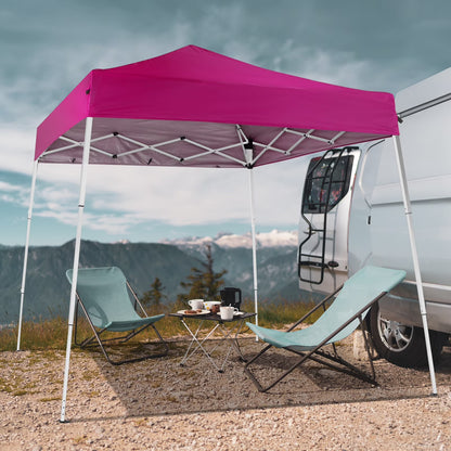 6x6ft Pop Up Canopy Tent - Portable Waterproof Gazebo for Camping & Patio Use, Easy Setup with Carry Bag & Slant Legs, Pink