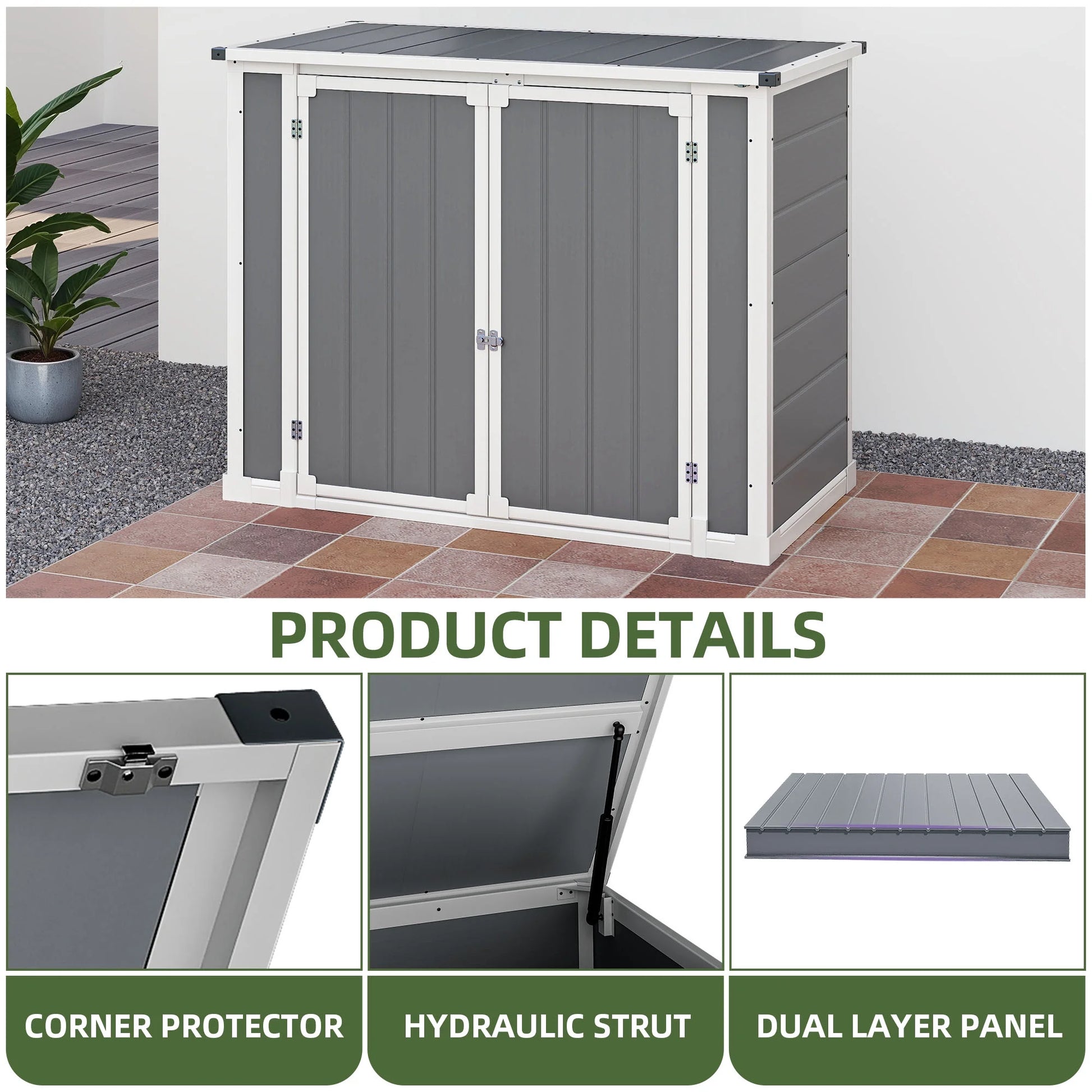 Dextrus 35 Cu ft Resin Storage Shed Without Shelf, 2.5?Dx4.7?Wx3.6° F All Weather Furniture for Patio