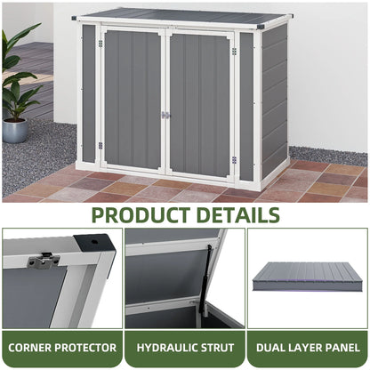 Dextrus 35 Cu ft Resin Storage Shed Without Shelf, 2.5?Dx4.7?Wx3.6° F All Weather Furniture for Patio
