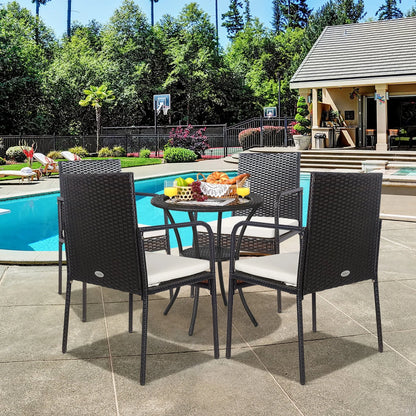 Costway 4PCS Patio Wicker Rattan Dining Chairs Cushioned Seats Armrest Garden