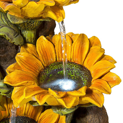 John Timberland Garden Fairy with Sunflowers Modern Cascading Outdoor Floor Water Fountain with LED Light 26" for Yard Garden Patio Home Deck Porch
