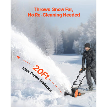 WRTHN 17 in Electric Snow Blower 12A Motor Snow Shovel, 20 ft Throw Distance, 6 in Deep, Adjustable 60? Chute, Lightweight Snow Thrower for Driveways, Sidewalks & Patios