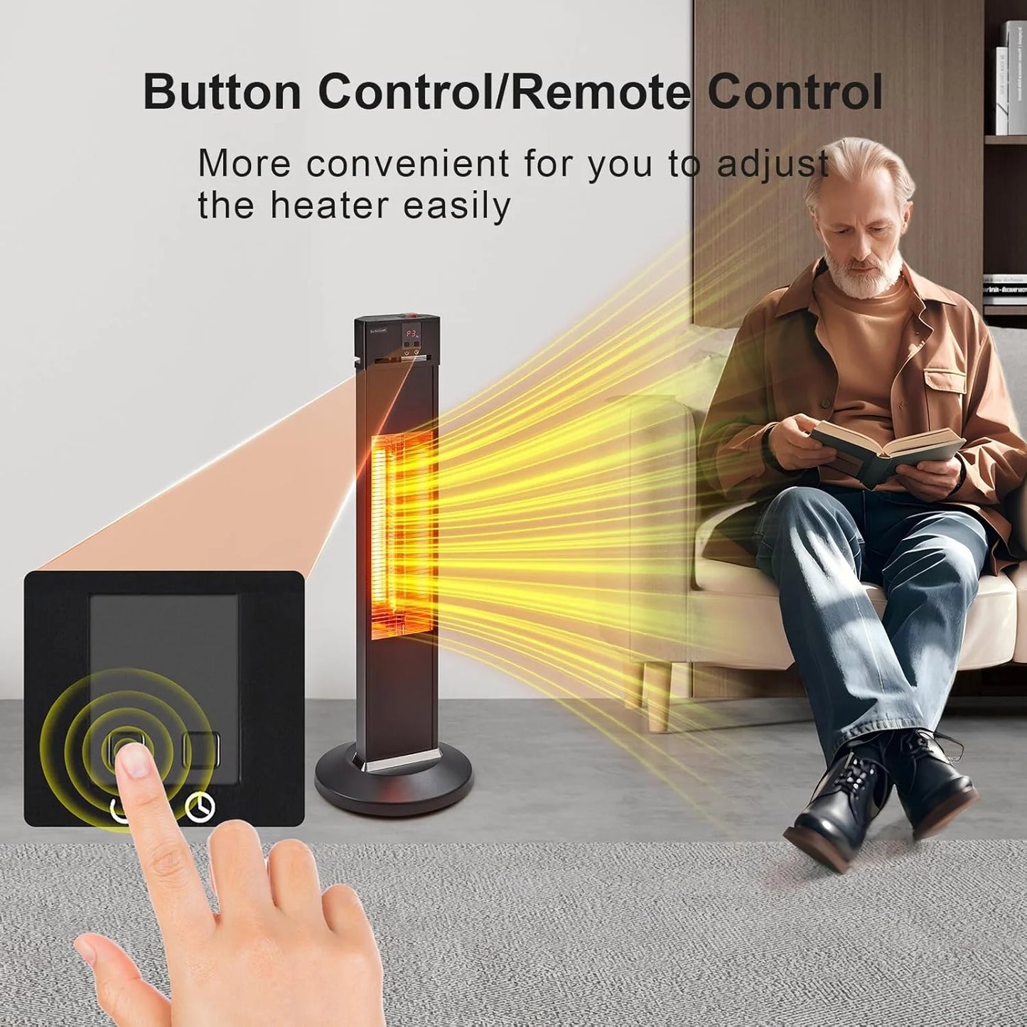 Acekid Outdoor Heater for Patio, 1500W Electric Outdoor Heater With 3 Heating Level (500W/1000W/1500W), Portable Fast Heat Garage Heater