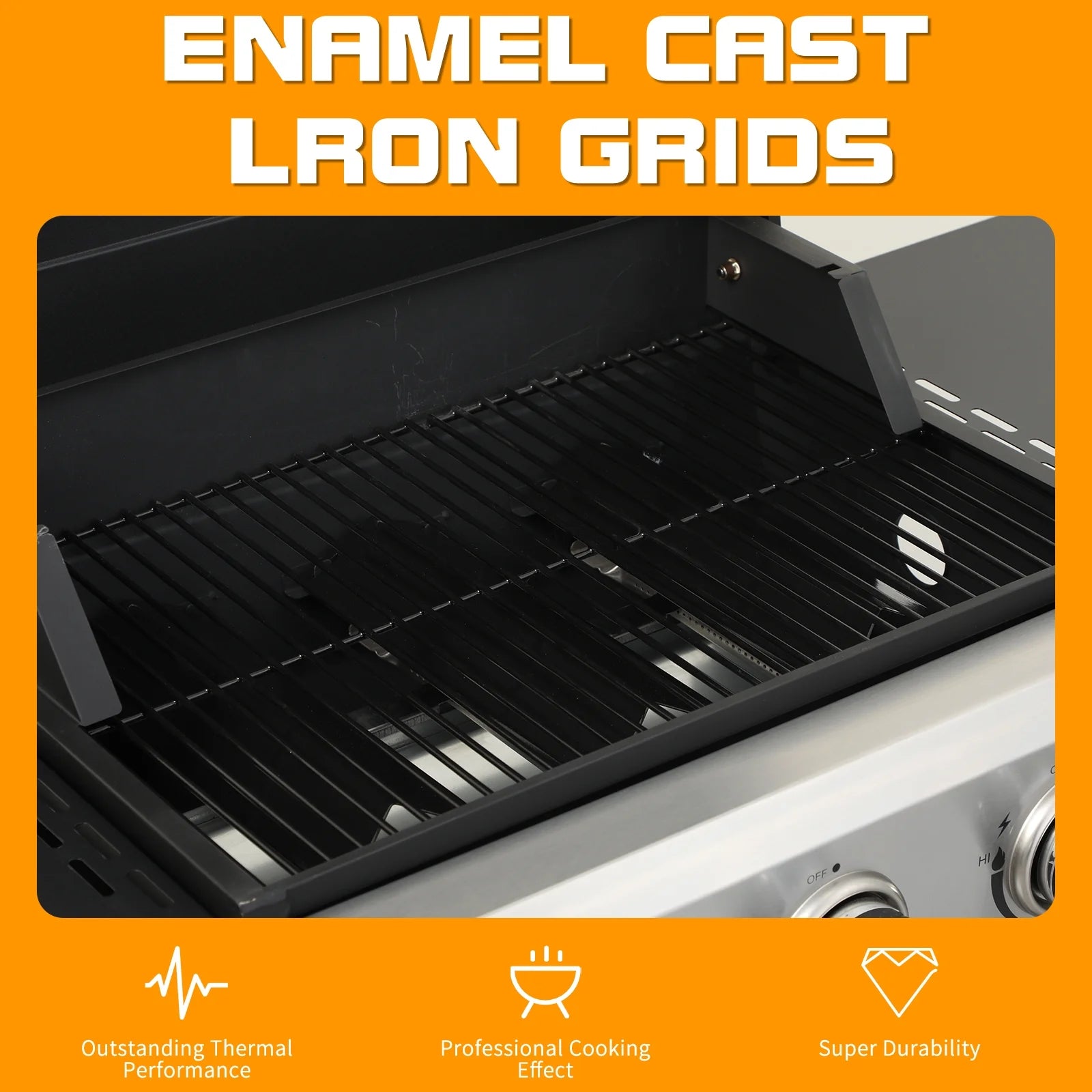 CIG GARDEN 3-Burner Propane Gas Grill,Outdoor Barbecue Grill with Side Tables and Wire Enamel Cooking Grids,31,500 BTU Output Stainless Steel Grill for Patio Garden Camping Backyard BBQ