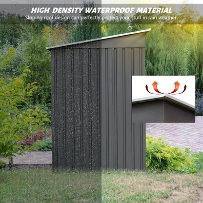 8 x 4 FT Outdoor Storage Shed, Metal Outside Sheds & Outdoor Storage with Sliding Doors and Vents, Steel Garden Shed Outdoor Utility Tool Shed with Pent Roof for Backyard Patio Garden Lawn, Grey