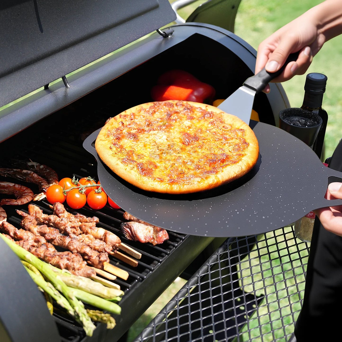 KingChii Heavy Duty Charcoal Grills with Charcoal Wood Offset Smokers for Outdoor Patio BBQ Grilling, 547 SQ.IN.