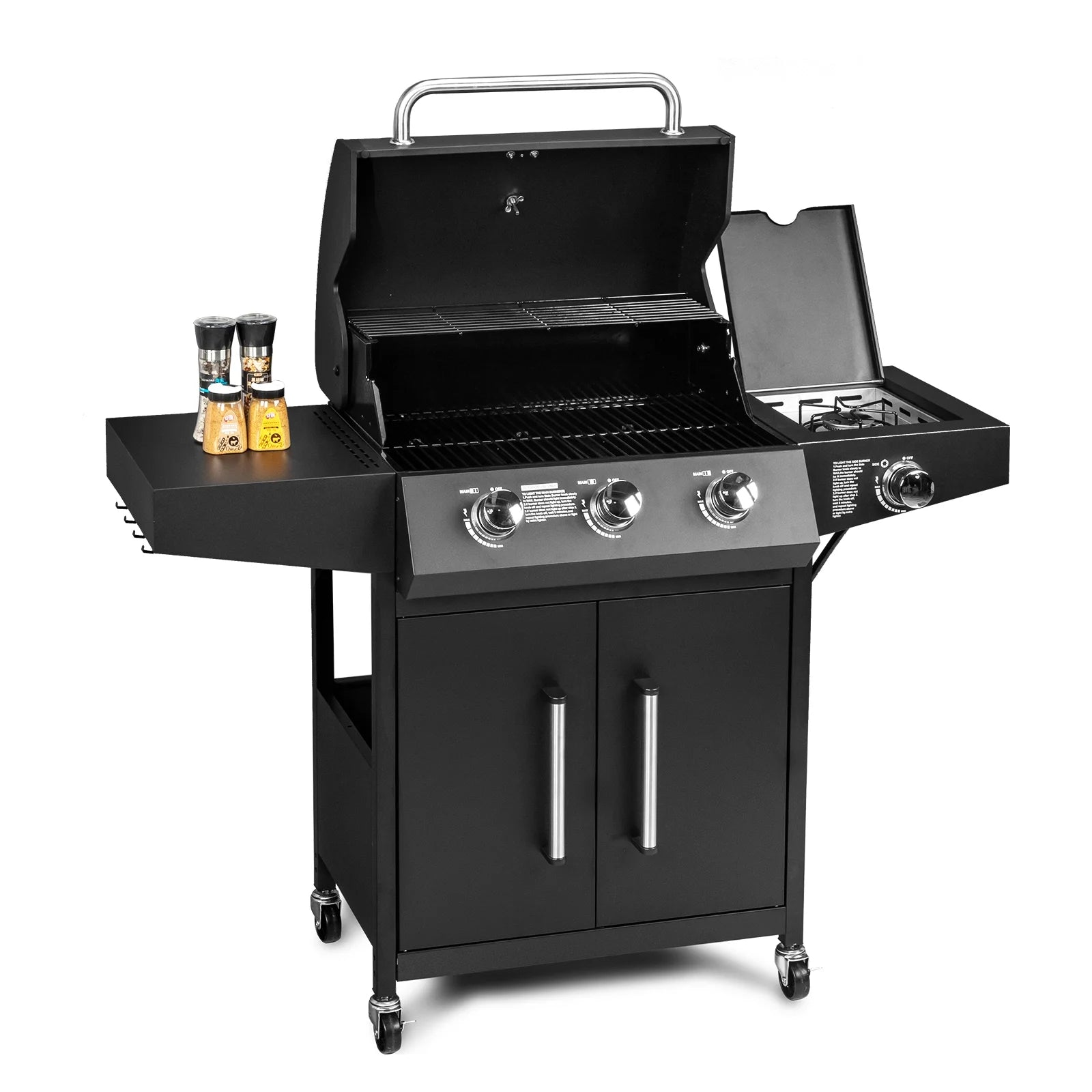GoDecor Outdoor BBQ Propane Gas Grill for Barbecue Cooking 3 Burners with Side Burner,Patio Picnic Backyard, Outdoor Party,46000BTU