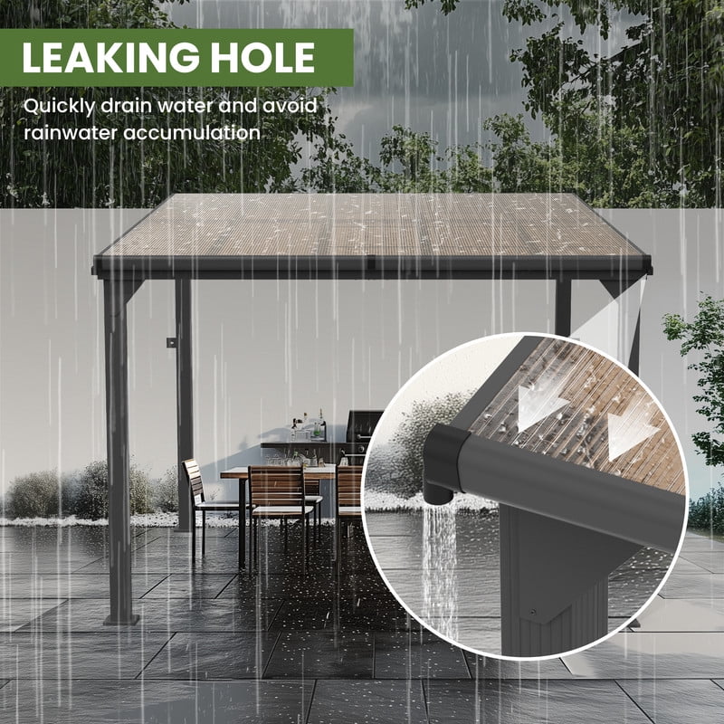 10 ft.10 ft. Hardtop Outdoor Gazebo Pergola Aluminum Framed with Sloping Pitched Roof for Garden, Patio