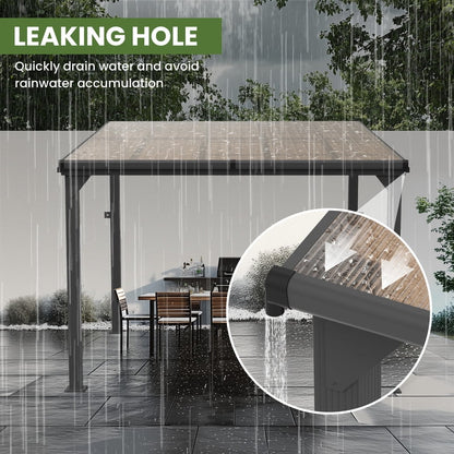 10 ft.10 ft. Hardtop Outdoor Gazebo Pergola Aluminum Framed with Sloping Pitched Roof for Garden, Patio