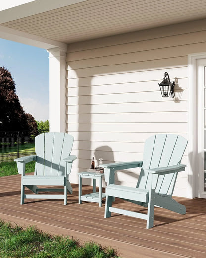 Modern HDPE Plastic Adirondack Chair - Oversize 380LB Poly Lumber Weather Resistant Firepit Chair - Outdoor Patio Chairs , Backyard, Lawn, Deck, Pool, Porch - Light Blue