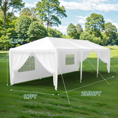 10'x30' Party Tent, Outdoor Wedding Canopy Tents for Parties with Removable Sidewalls,Heavy Duty Canopy Outside Gazebo Event Tent for Parties Garden Patio and Backyard