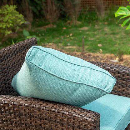 MF Studio 7-Seat Outdoor Patio Conversation Set Wicker Furniture Sofa Set Blue
