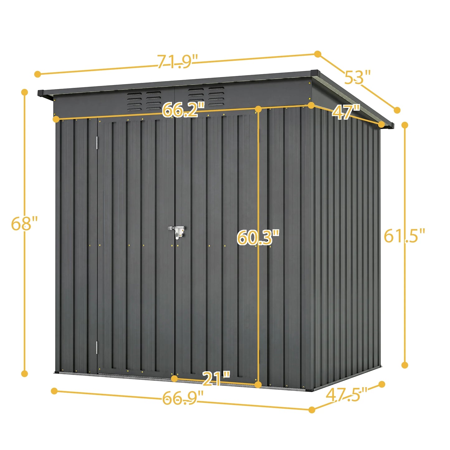 6 x 4 ft Outdoor Storage Shed with Floor Frame, Storage Sheds for Outside with Lockable Door, All Weather Garden Tool Shed with Air Vent for House Backyard Patio Lawn, Black